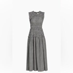 Doen Mallory Check Smocked Midi-Dress